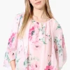 Limite Floral Poncho Necklace Blouse - Pink