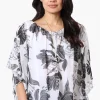 Limite Floral Poncho Necklace Blouse - White
