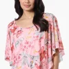 Limite Floral Sheer Poncho Blouse - Pink