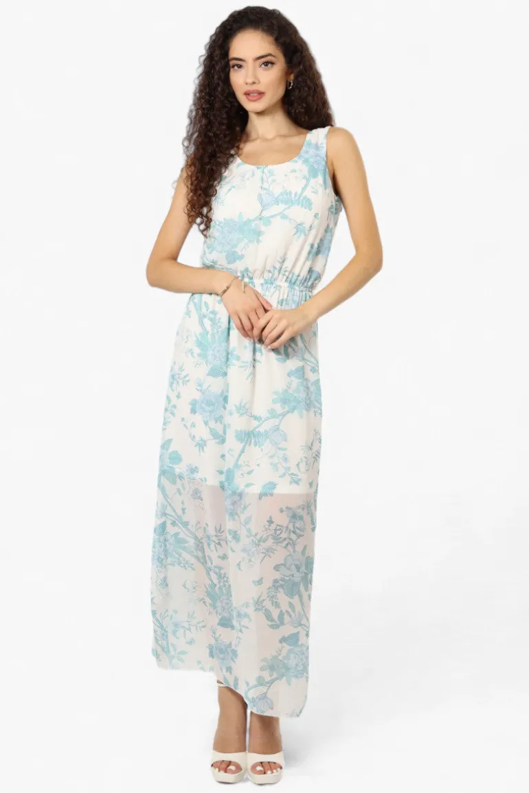Limite Floral Sleeveless Tank Maxi Dress - White
