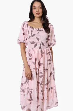 Limite Floral Smocked Day Dress - Pink