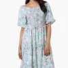 Limite Floral Smocked Day Dress - Mint