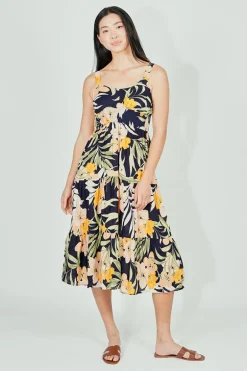 Limite Floral Smocked Waist Maxi Dress - Navy