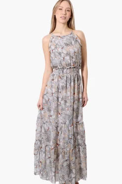 Limite Floral Smocked Waist Maxi Dress - Beige