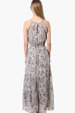 Limite Floral Smocked Waist Maxi Dress - Beige