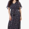 Limite Floral Tie Waist V-Neck Maxi Dress - Black