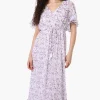 Limite Floral Tie Waist V-Neck Maxi Dress - Lavender