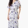 Limite Floral Tie Waist V-Neck Maxi Dress - White
