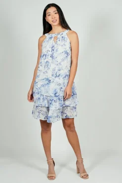 Limite Floral Tiered Halter Neck Day Dress - White