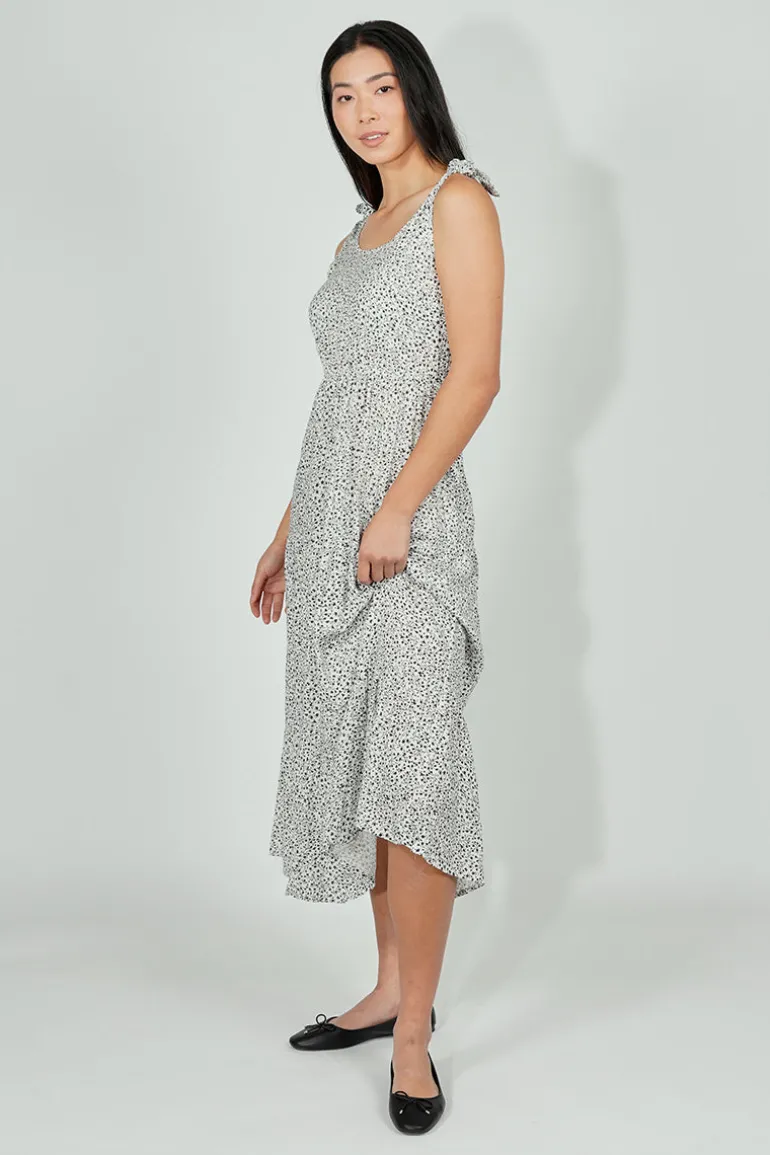 Limite Floral Tiered Shoulder Tie Maxi Dress - White