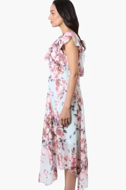 Limite Floral V-Neck Maxi Dress - Aqua