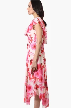 Limite Floral V-Neck Maxi Dress - Pink