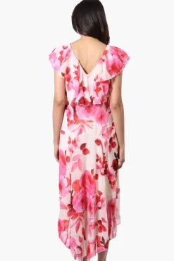 Limite Floral V-Neck Maxi Dress - Pink
