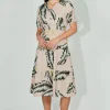 Limite Leaf Print Smocked Tiered Maxi Dress - Beige
