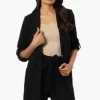 Limite Roll Up Sleeve 2 Button Blazer - Black