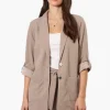 Limite Roll Up Sleeve 2 Button Blazer - Beige