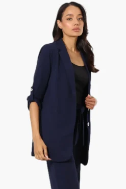 Limite Roll Up Sleeve 2 Button Blazer - Navy