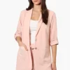 Limite Roll Up Sleeve 2 Button Blazer - Pink