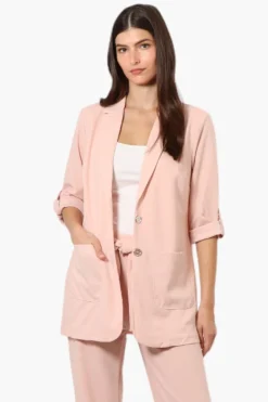Limite Roll Up Sleeve 2 Button Blazer - Pink