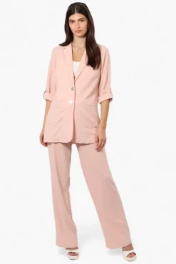 Limite Roll Up Sleeve 2 Button Blazer - Pink