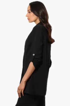Limite Roll Up Sleeve 2 Button Blazer - Black