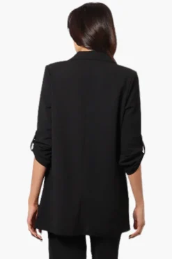 Limite Roll Up Sleeve 2 Button Blazer - Black