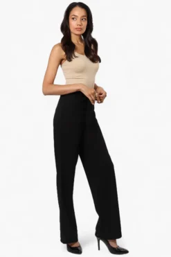 Limite Solid Belted Pants - Black