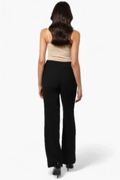 Limite Solid Belted Pants - Black