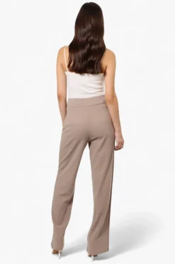 Limite Solid Belted Pants - Beige