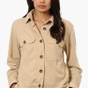 Limite Solid Flap Pocket Button Up Lightweight Jacket - Beige