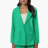 Limite Solid Single Button Blazer - Green
