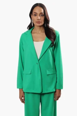 Limite Solid Single Button Blazer - Green