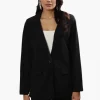 Limite Solid Single Button Blazer - Black