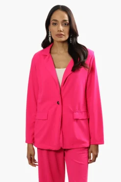 Limite Solid Single Button Blazer - Pink