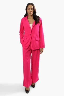 Limite Solid Single Button Blazer - Pink