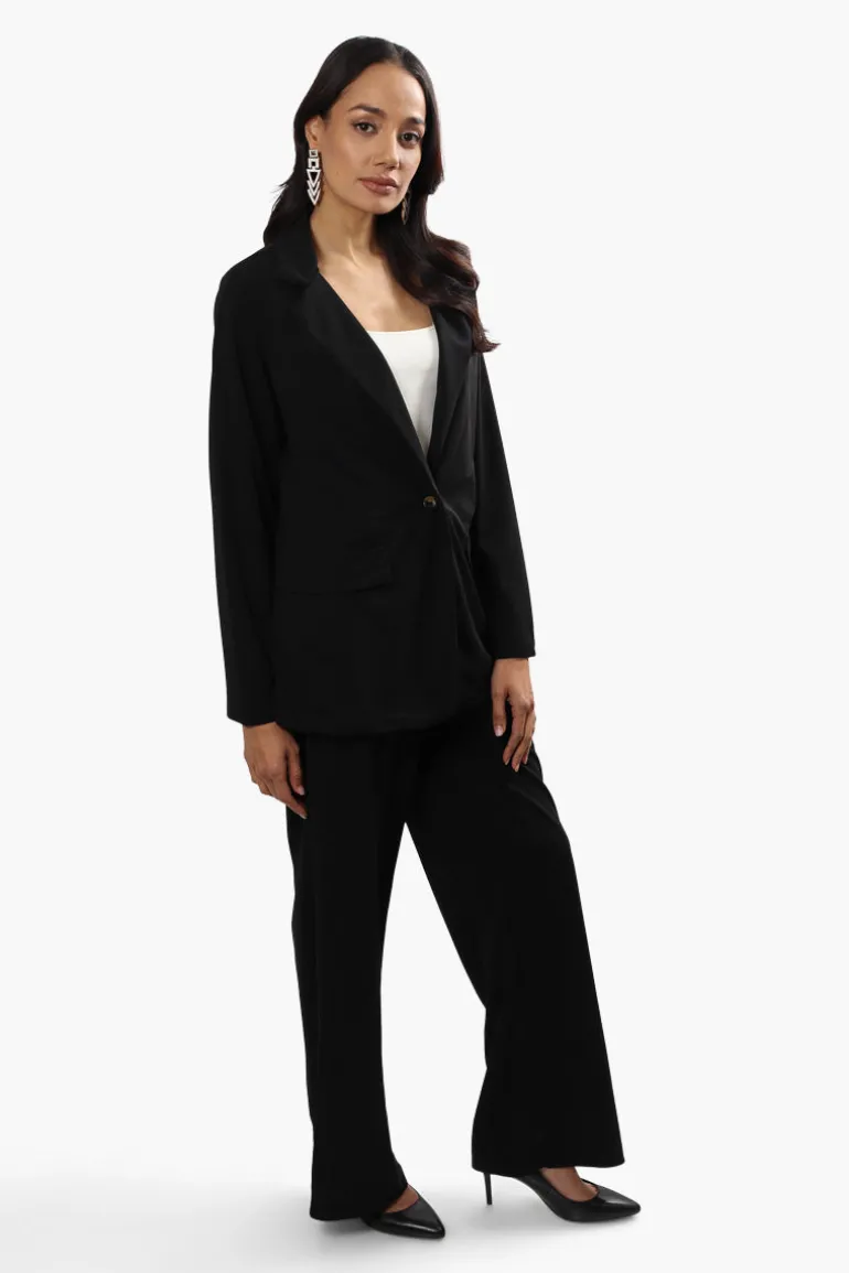Limite Solid Single Button Blazer - Black