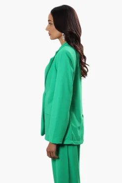 Limite Solid Single Button Blazer - Green