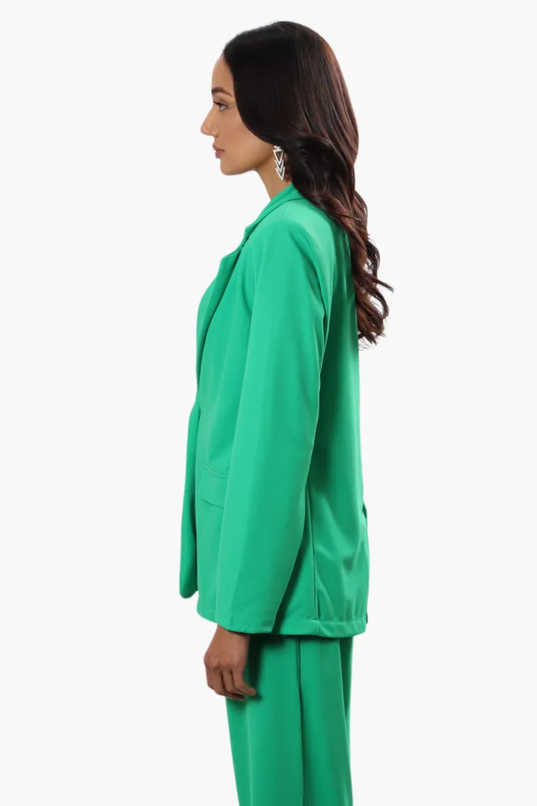 Limite Solid Single Button Blazer - Green