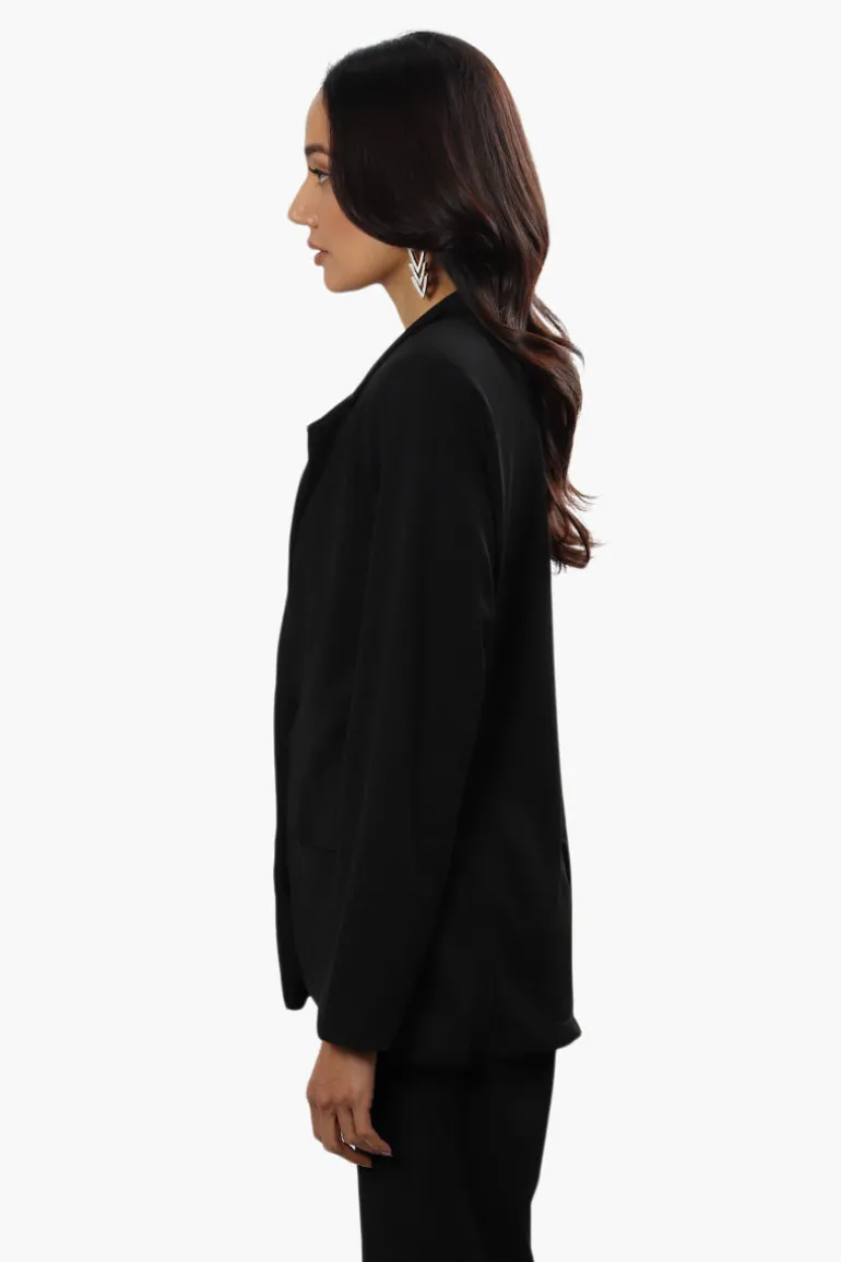 Limite Solid Single Button Blazer - Black