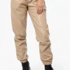 Limite Tie Waist Vegan Leather Jogger Pants - Beige