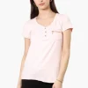 Magazine Henley Zip Pocket Tee - Blush