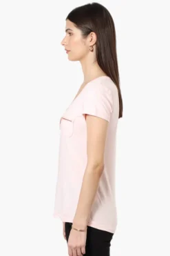 Magazine Henley Zip Pocket Tee - Blush