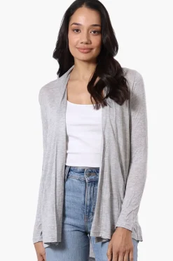 Magazine Long Sleeve Open Wrap Cardigan - Grey