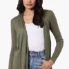 Magazine Long Sleeve Open Wrap Cardigan - Olive