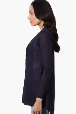 Magazine Long Sleeve Open Wrap Cardigan - Navy