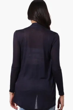 Magazine Long Sleeve Open Wrap Cardigan - Navy