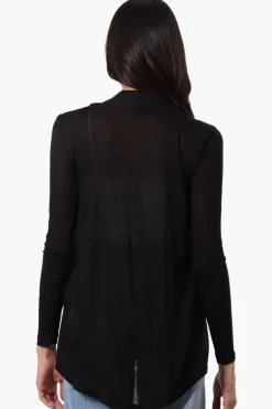 Magazine Long Sleeve Open Wrap Cardigan - Black