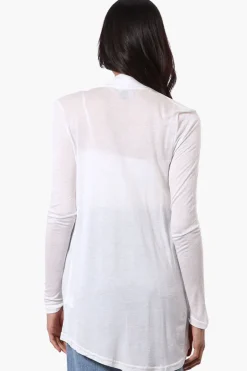 Magazine Long Sleeve Open Wrap Cardigan - White