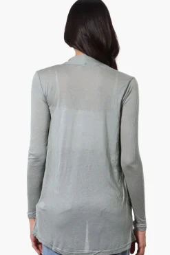 Magazine Long Sleeve Open Wrap Cardigan - Mint