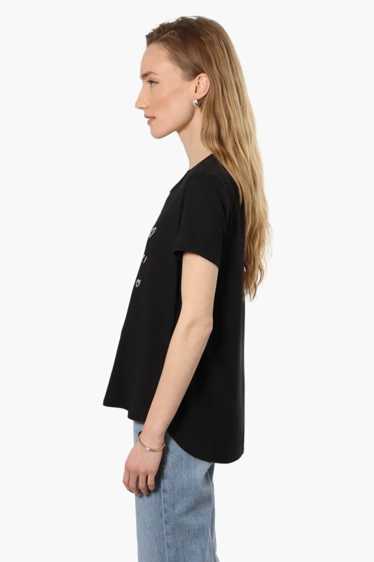 Magazine Mom Printed High Low Tee - Black